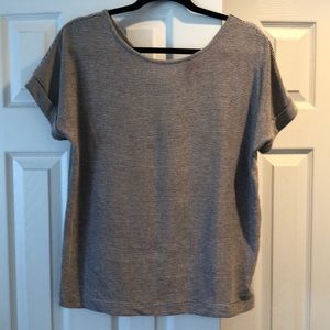 Navy and white striped top